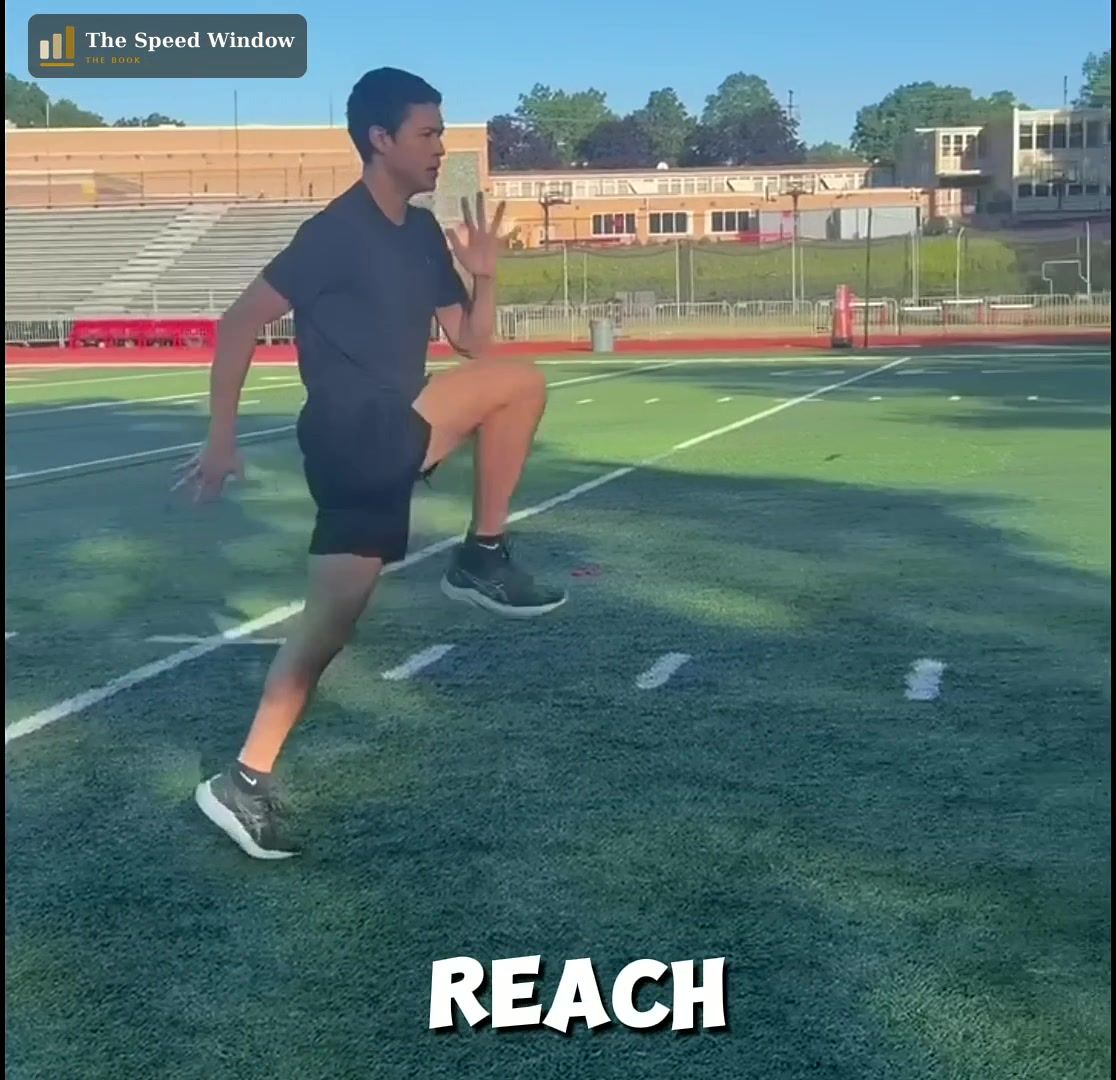 A young athlete performing the A-skip drill